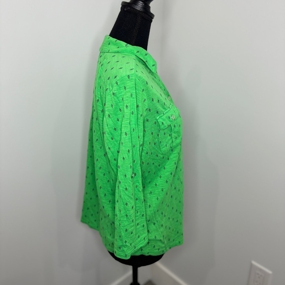 Liz Claiborne Green Petite Button Up Casual Blouse (PL) - Picture 5 of 6